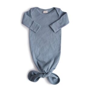Mushie Ribbed Knotted Baby Gown in Tradewinds Size 0-3 Months